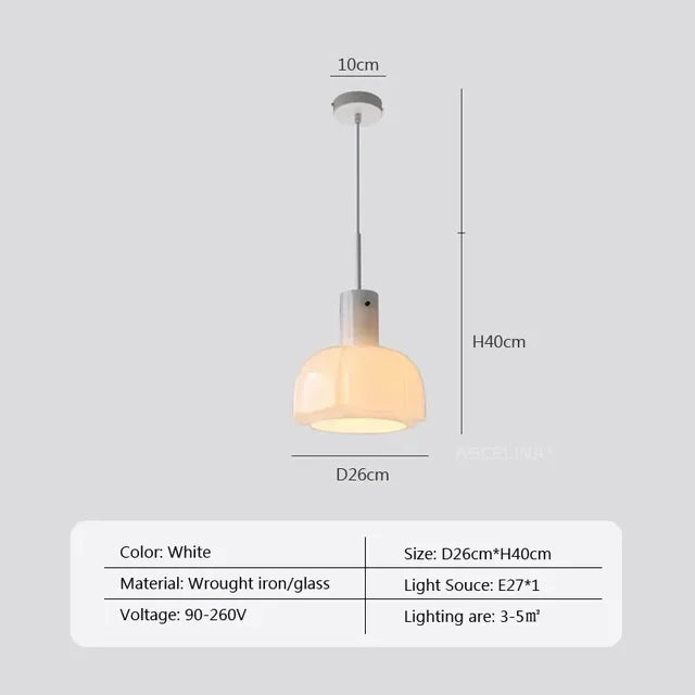 AuroraNord Adjustable Glass and Metal Nordic Pendant Light