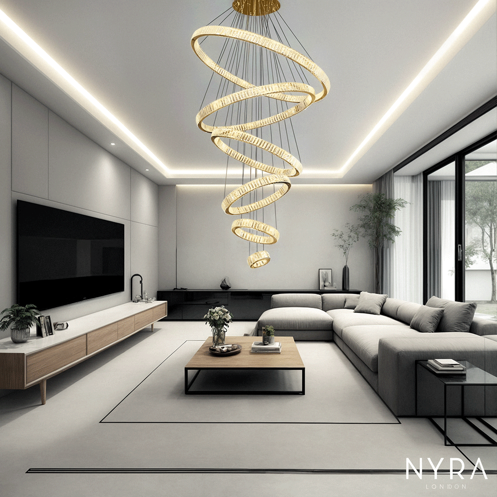 Aurora Crown Crystal Ring Chandelier With Adjustable Height