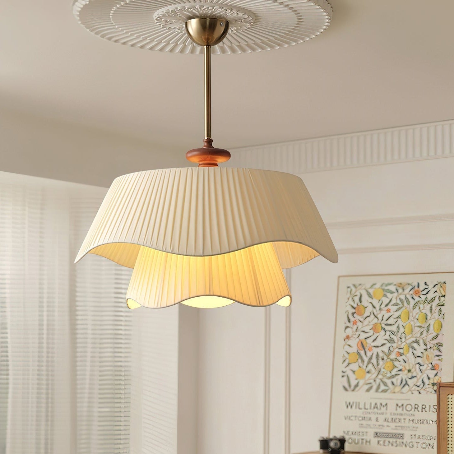 Vespara | Graceful Pendant Lamp For Modern Interiors With Metal Glass And Wood Accents