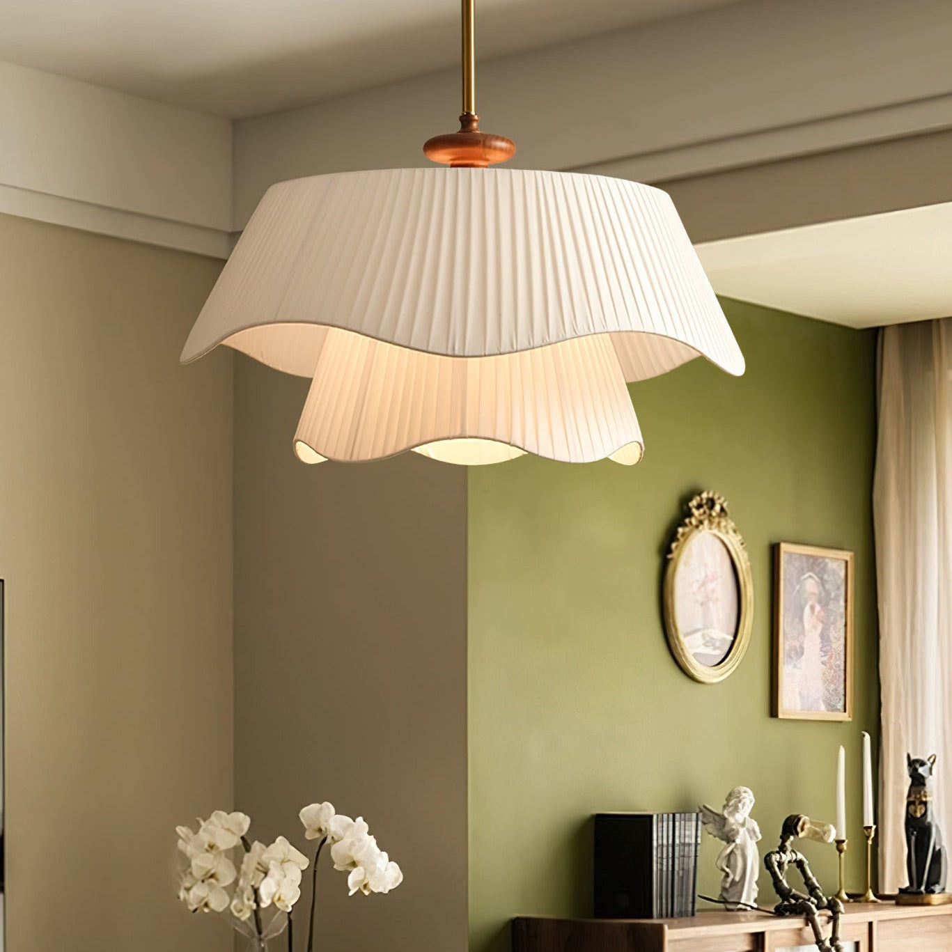 Vespara | Graceful Pendant Lamp For Modern Interiors With Metal Glass And Wood Accents