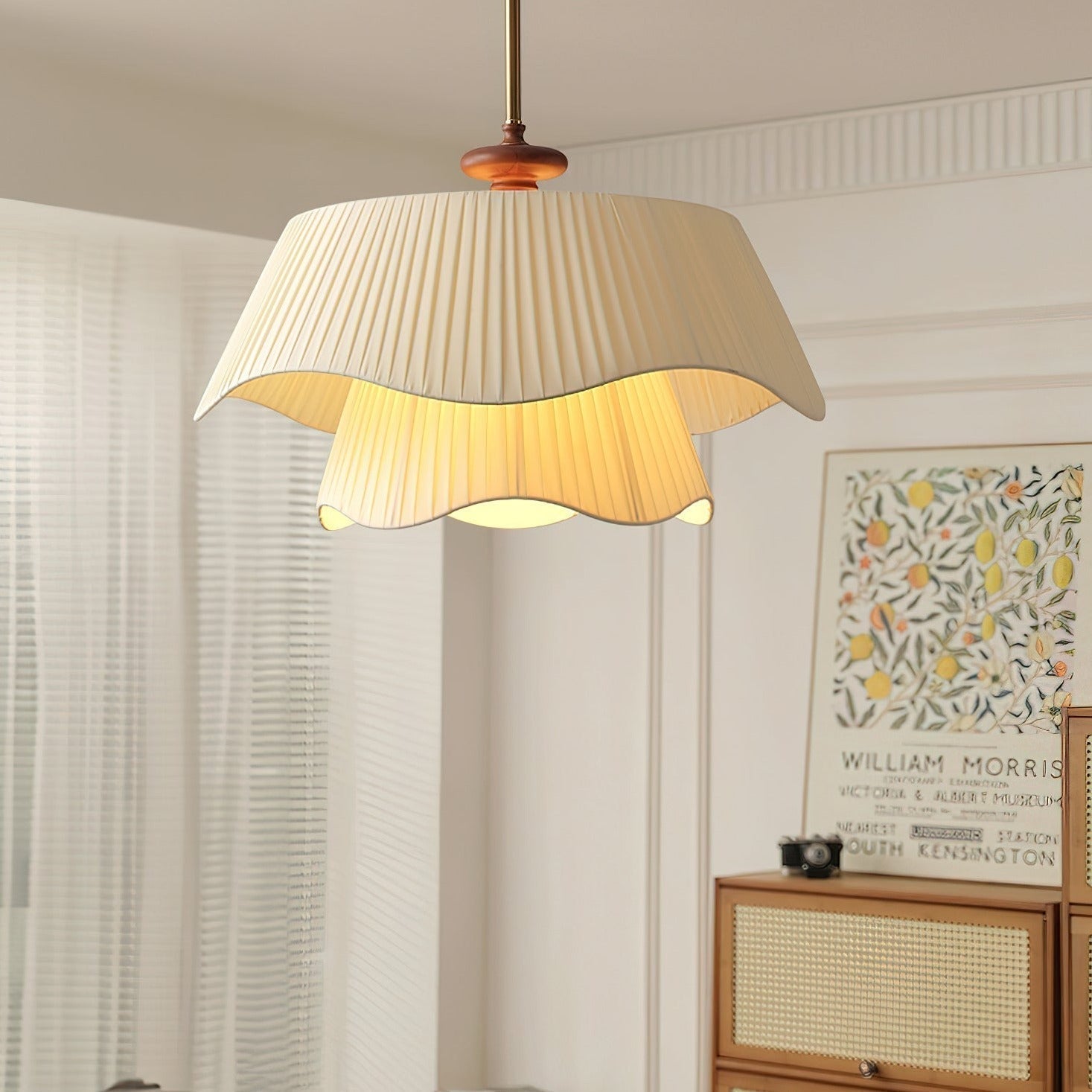 Vespara | Graceful Pendant Lamp For Modern Interiors With Metal Glass And Wood Accents