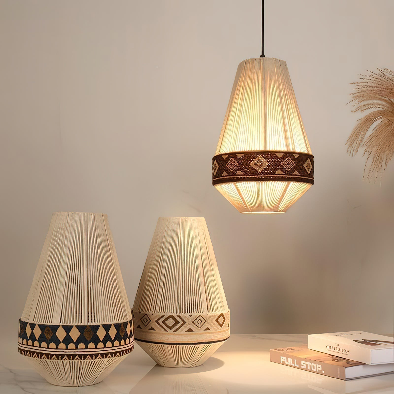 Kalora Boho Fringe Pendant Light With Tribal Motifs