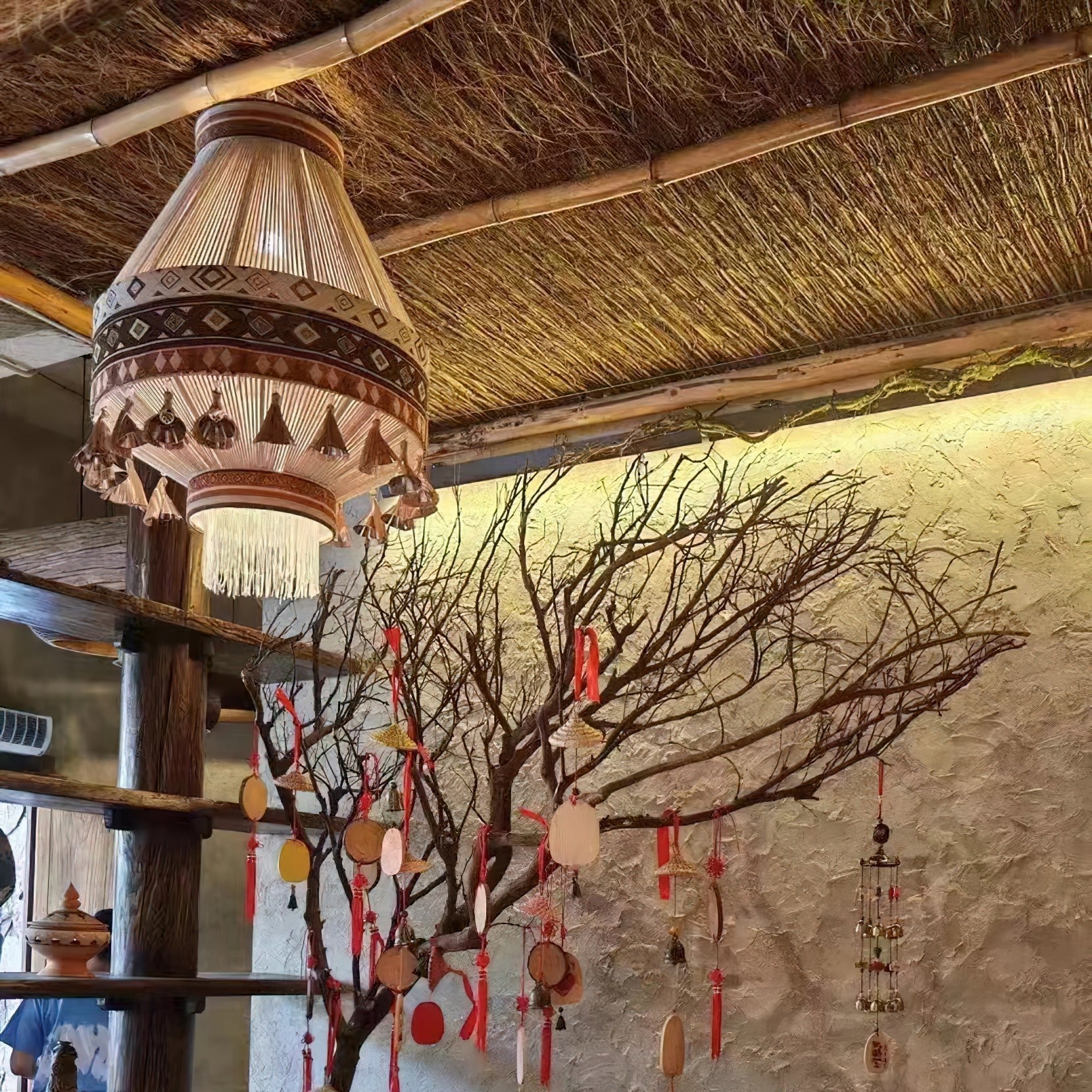 Kalora Boho Fringe Pendant Light With Tribal Motifs