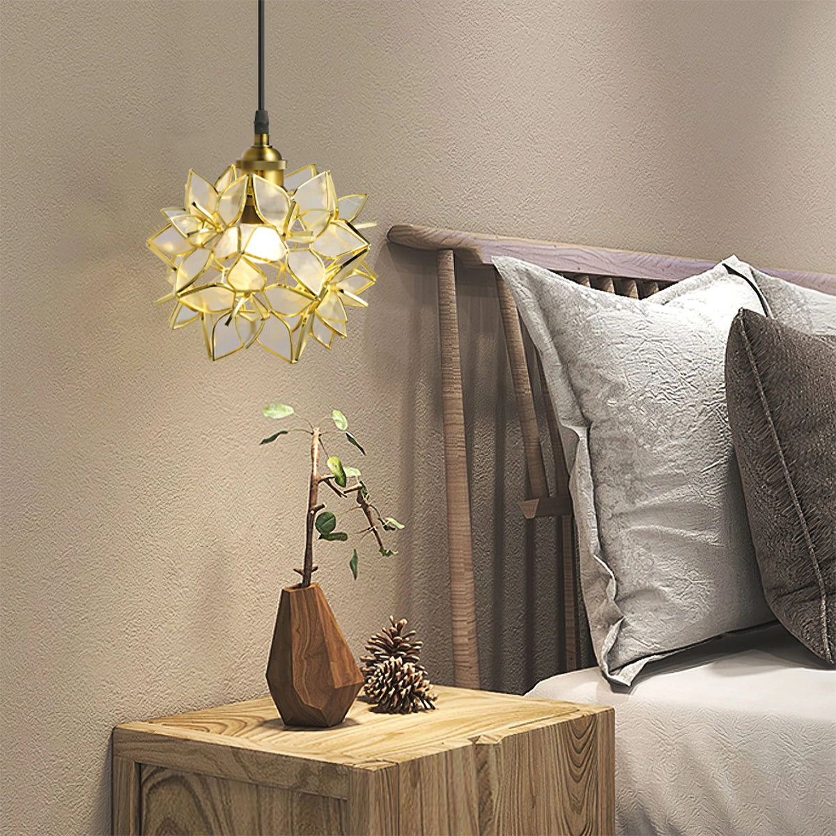 CapizLuxe Pendant Light Handcrafted Ceiling Lamp With Elegant Glow