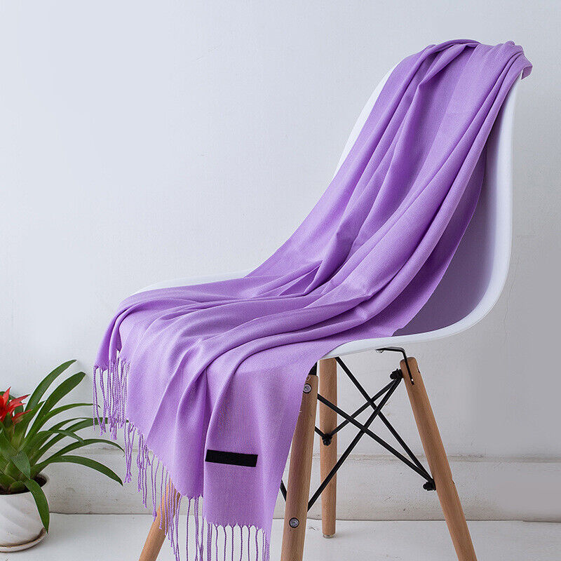 Sciarpa di Cashmere con Morbido Frangia Nera Avvolgente Invernale per Donne