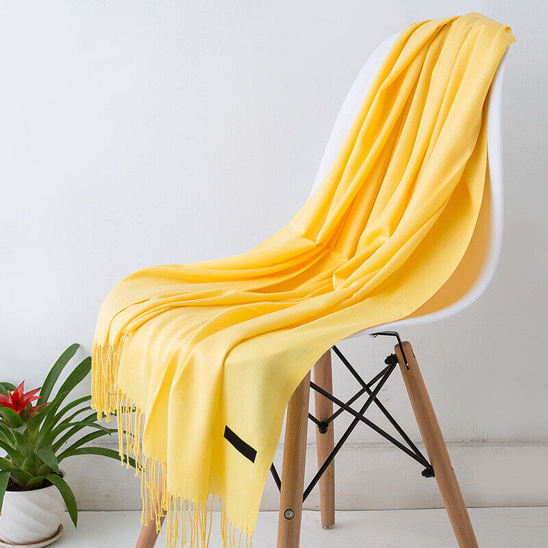 Sciarpa di Cashmere con Morbido Frangia Nera Avvolgente Invernale per Donne