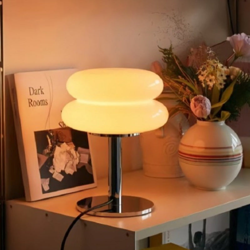 LumaStack Bauhaus-stil Färgglad Glasbordslampa med Staplad Cylinderform