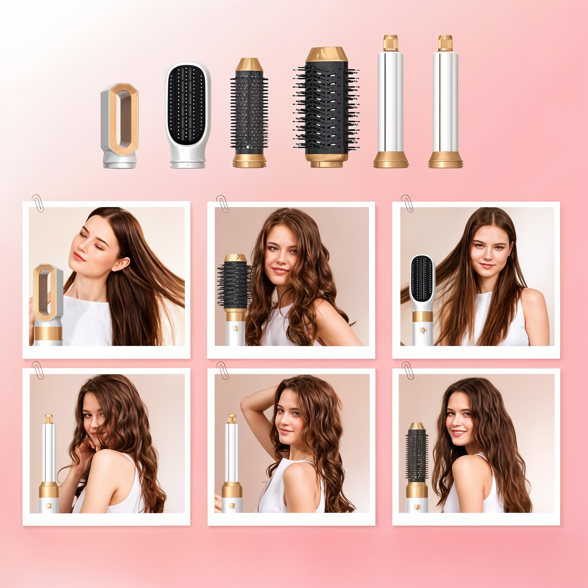 5-in-1 Haardroger en Stijltang met Ionentechniek en Opzetstukken