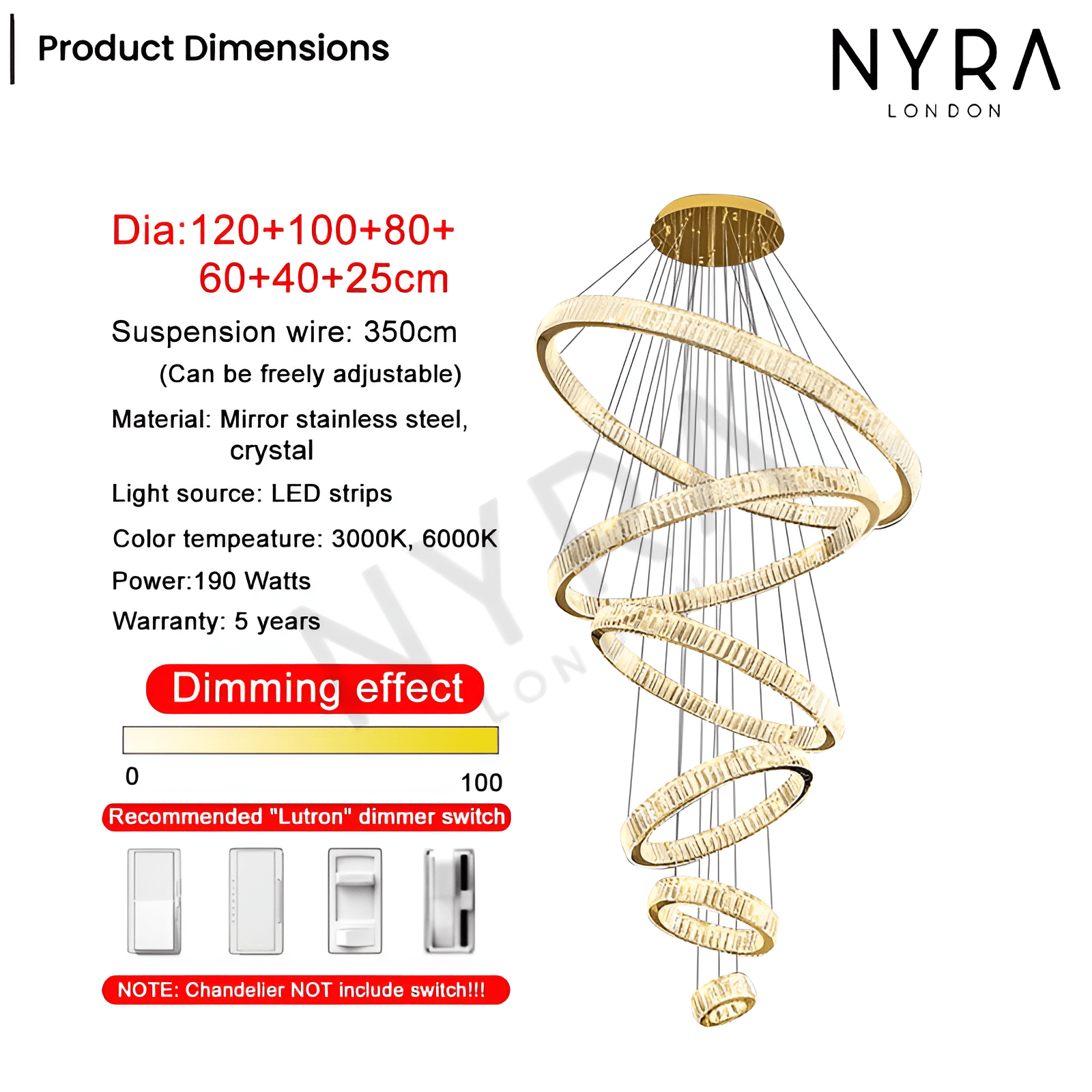 Aurora Crown Crystal Ring Chandelier With Adjustable Height