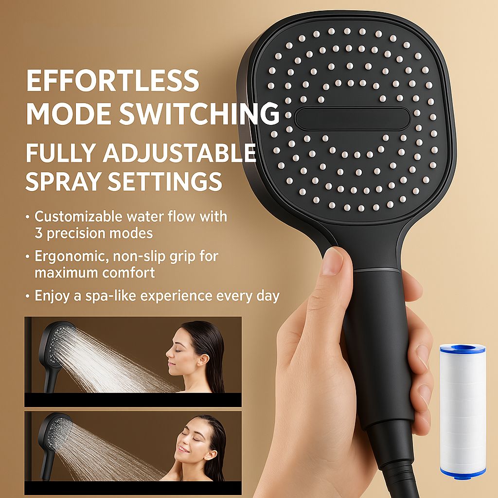 High-Pressure Shower Head With Turbo Boost Filtration For Hair