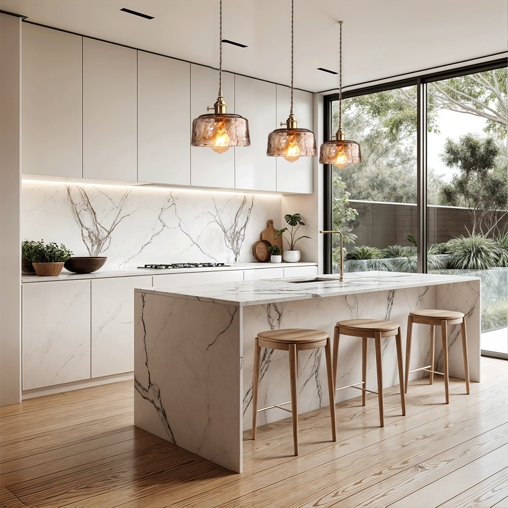 AstraGlow Modern Glass Ceiling Light For Kitchen And Bath