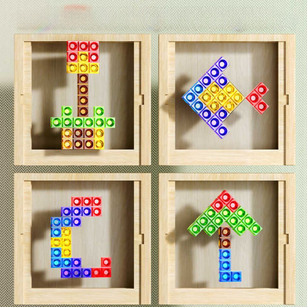 Wooden Block Puzzle Board Game - Colorful Educational Puzzle Set