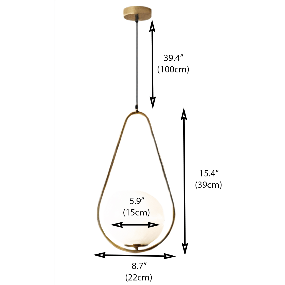 Sylvara Drop Pendant Light With Glass Shade And Brass Finish