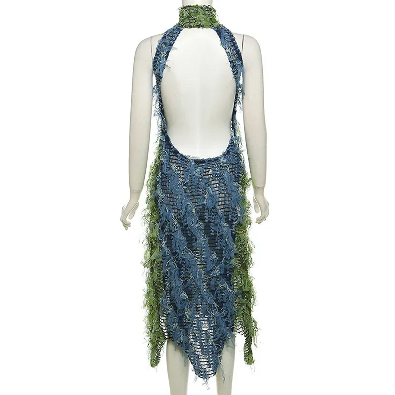 Vivara Long Sleeve Maxi Dress With Tassel Detail, Polyester