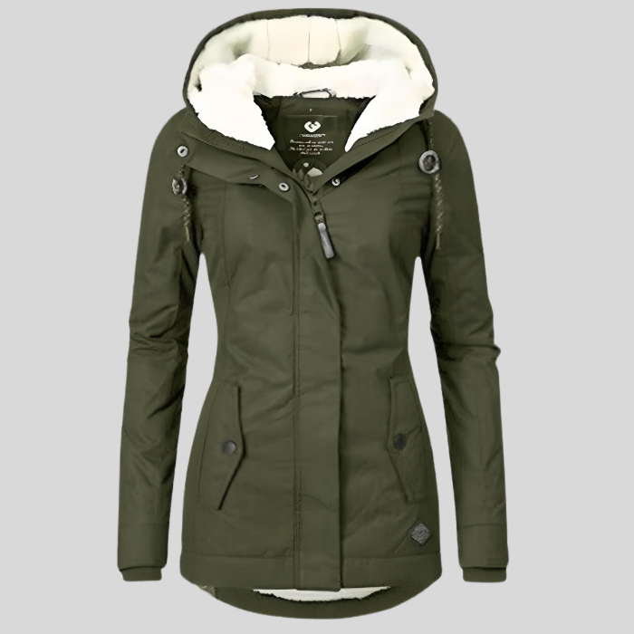 Women's Waterproof Jacket With Fleece-Lined Rain Protection