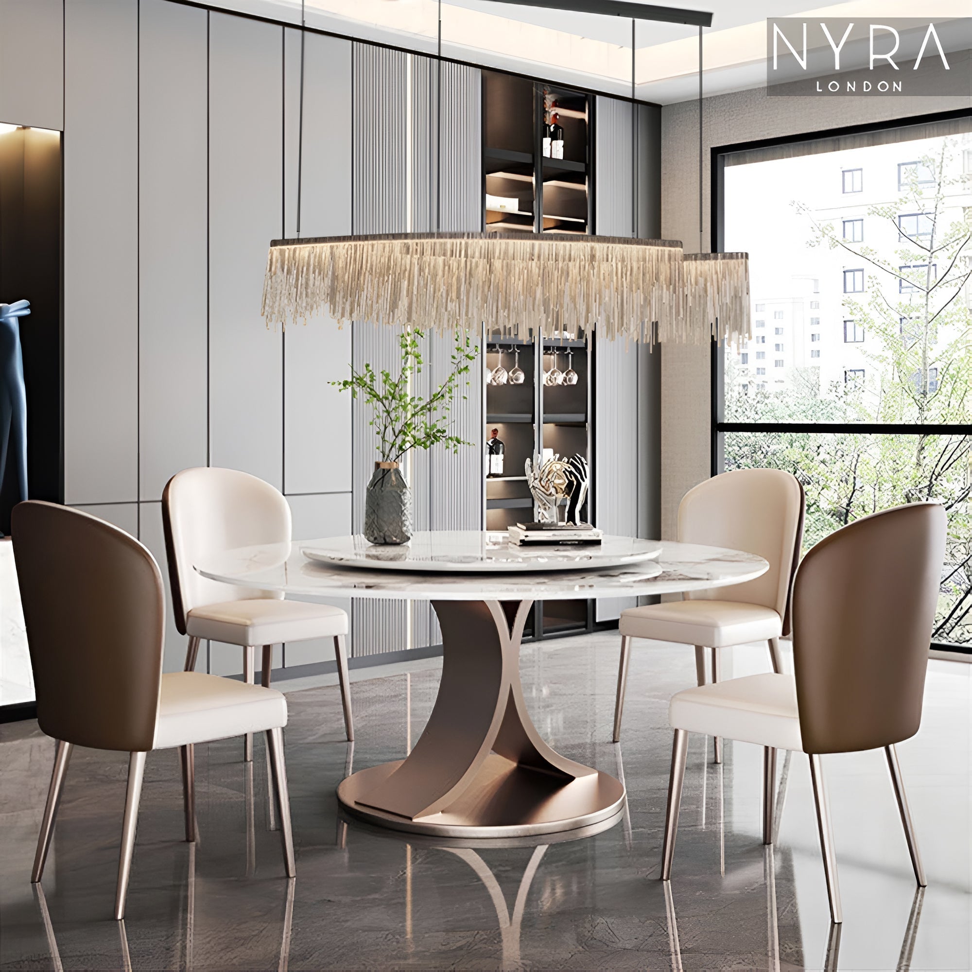 LyraLume Tassel Chandelier With Pearl Beads For Living Rooms