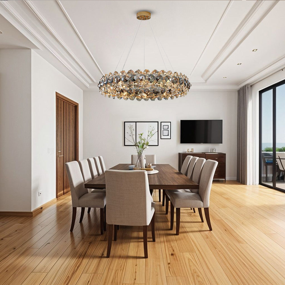 Lyra Crystal Crown Chandelier Warm Glow for Dining Rooms