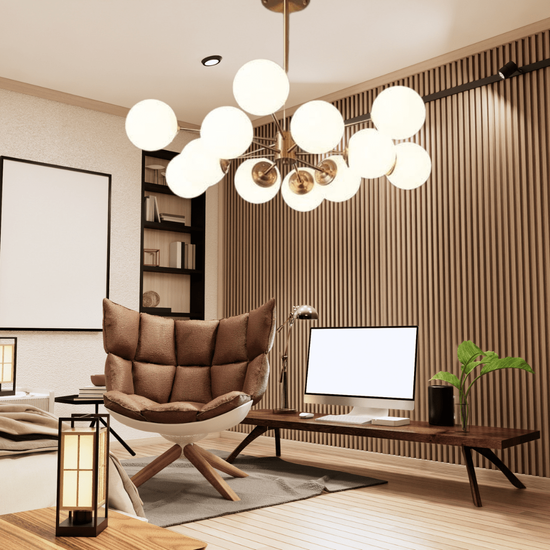 Aurelia Globe Chandelier in Gold Brass Glass Fixture