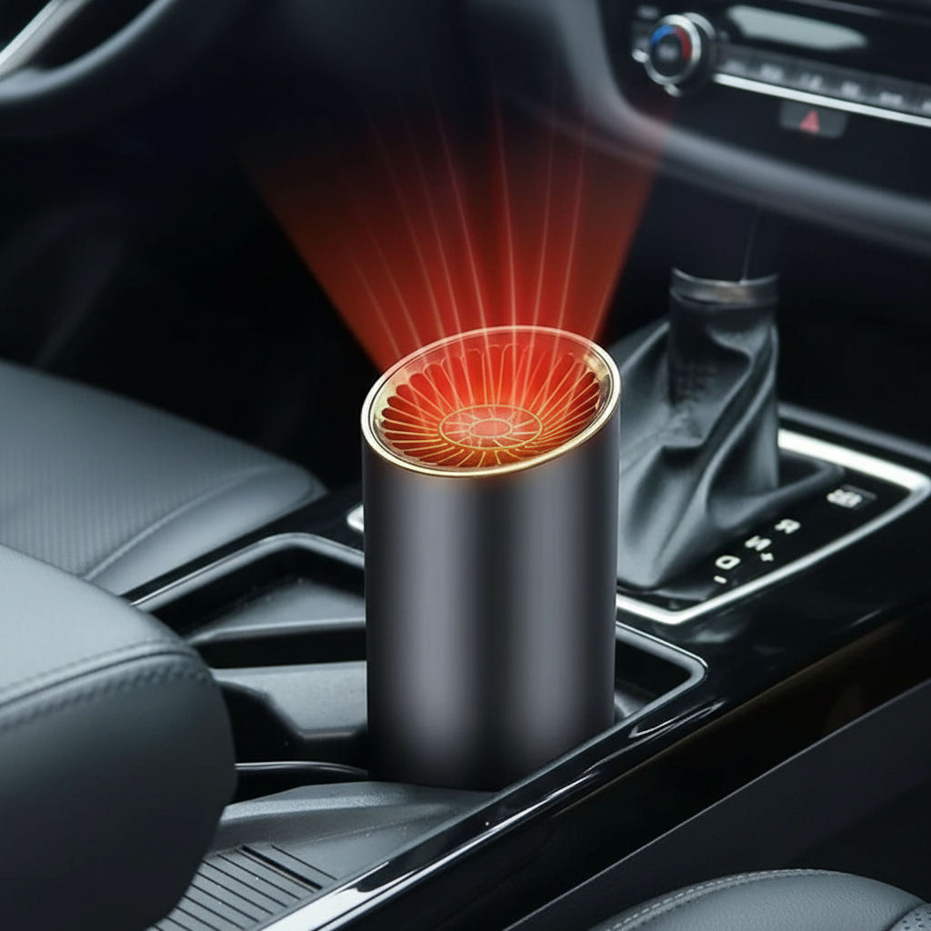 Kopformet Bilvarmer og Afisningsapparat, 12V 150W Hurtig Blæser, 360-Graders Drejelig Bund