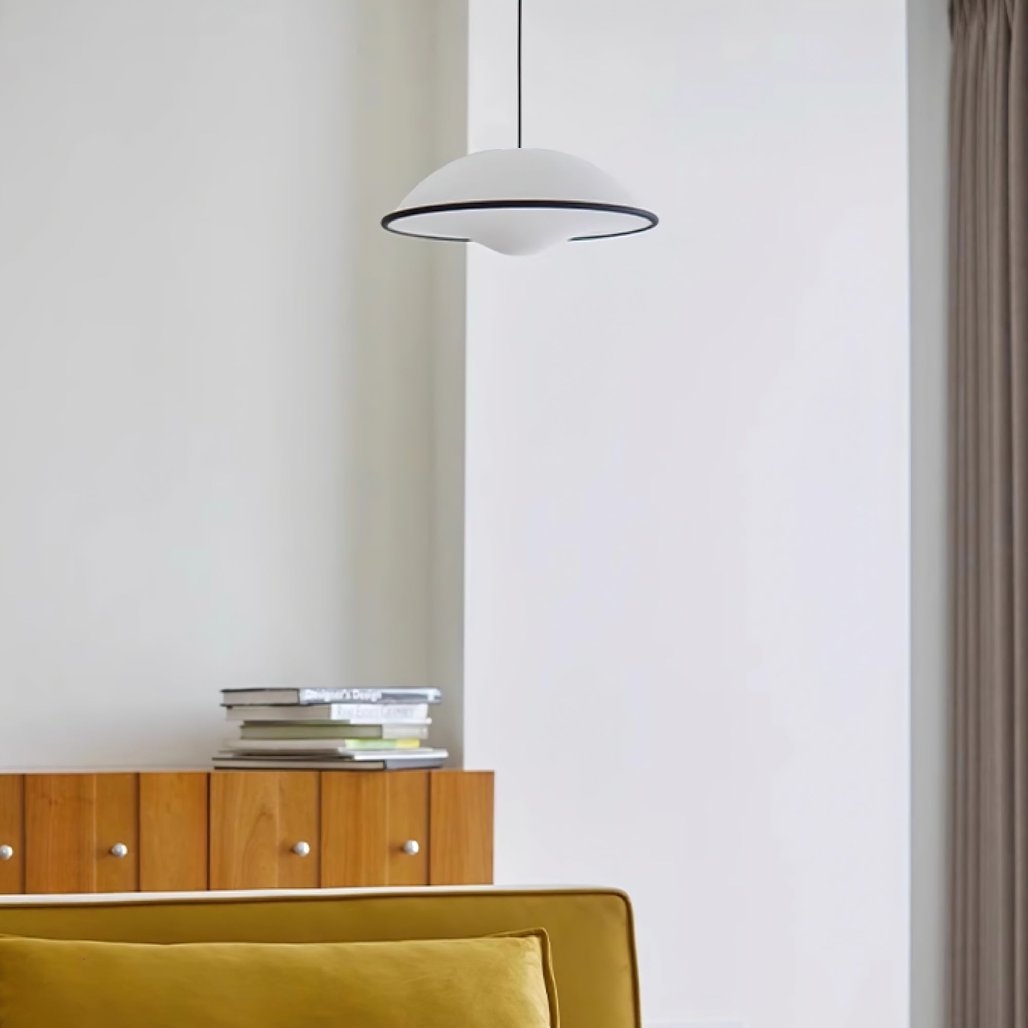 Novara | Minimalist UFO Pendant Light With Black Trim