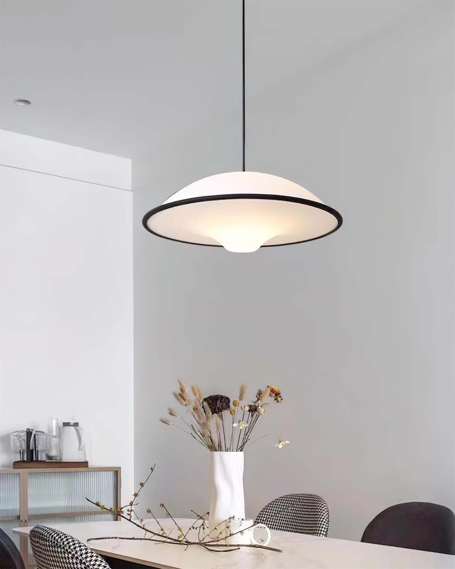 Novara | Minimalist UFO Pendant Light With Black Trim