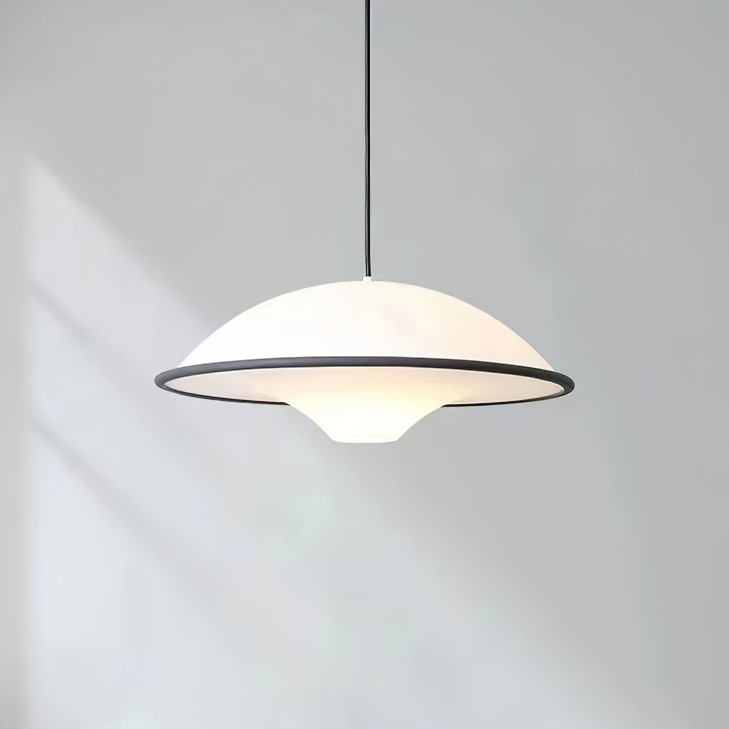 Novara | Minimalist UFO Pendant Light With Black Trim