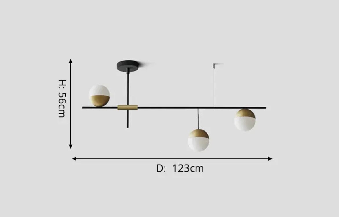 NebulaBean Orb Chandelier in Black Metal with Soft Glow