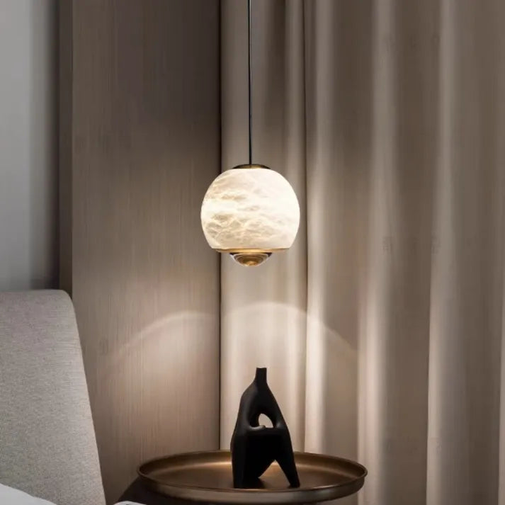 AuroraMarble Pendant Light With Marble Base Nordic Alabaster Glow