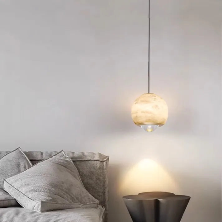 AuroraMarble Pendant Light With Marble Base Nordic Alabaster Glow