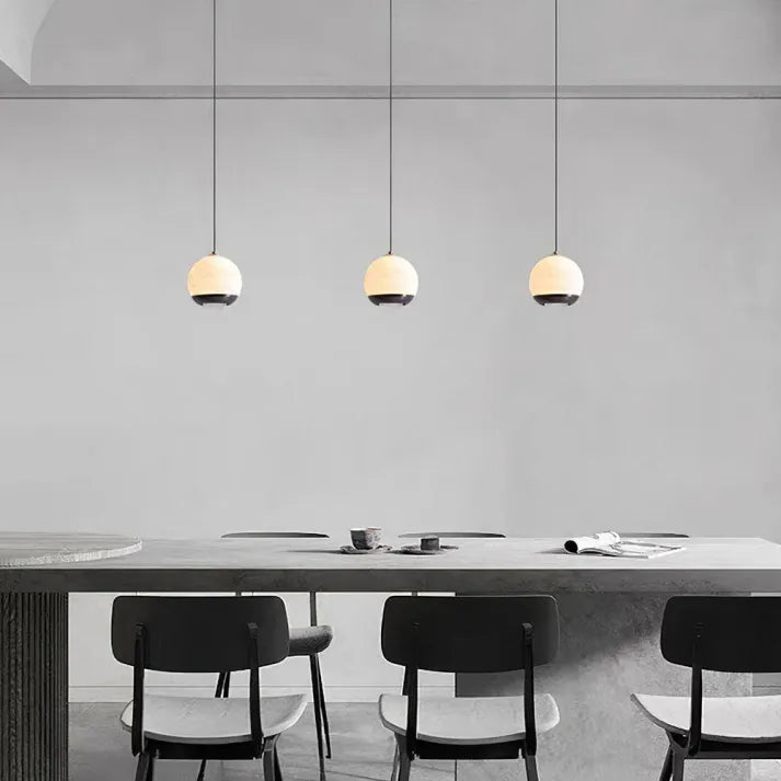 AuroraMarble Pendant Light With Marble Base Nordic Alabaster Glow