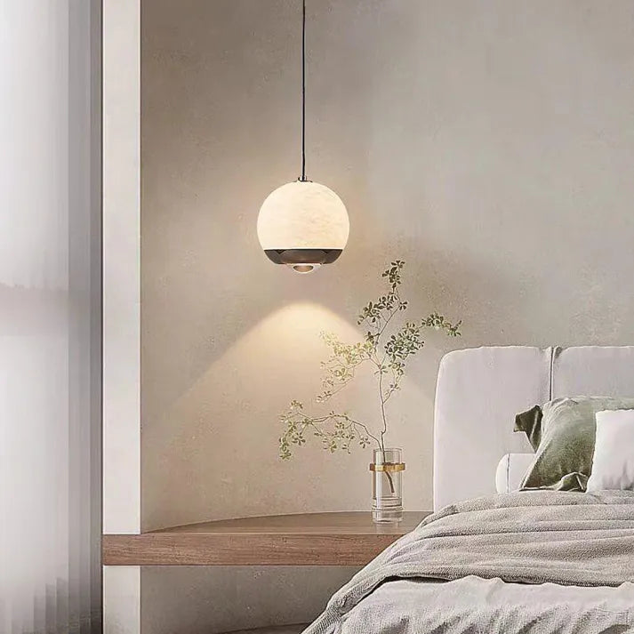 AuroraMarble Pendant Light With Marble Base Nordic Alabaster Glow