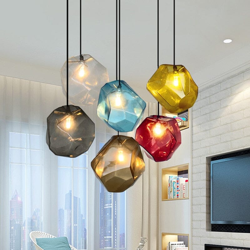 Rainbow Stained Glass Stone Chandeliers for Living Room