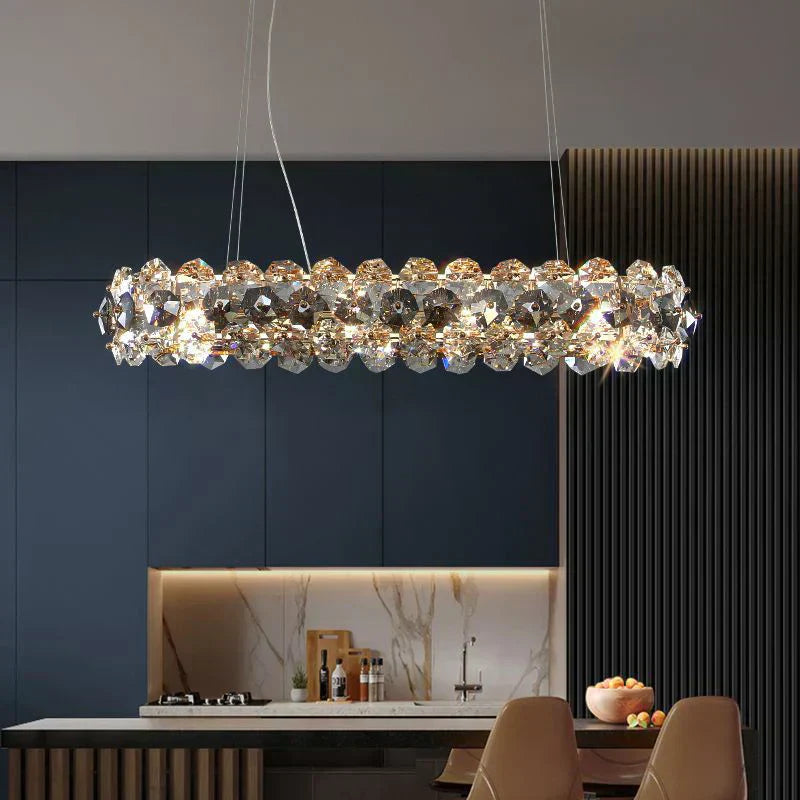 Lyra Crystal Crown Chandelier Warm Glow for Dining Rooms