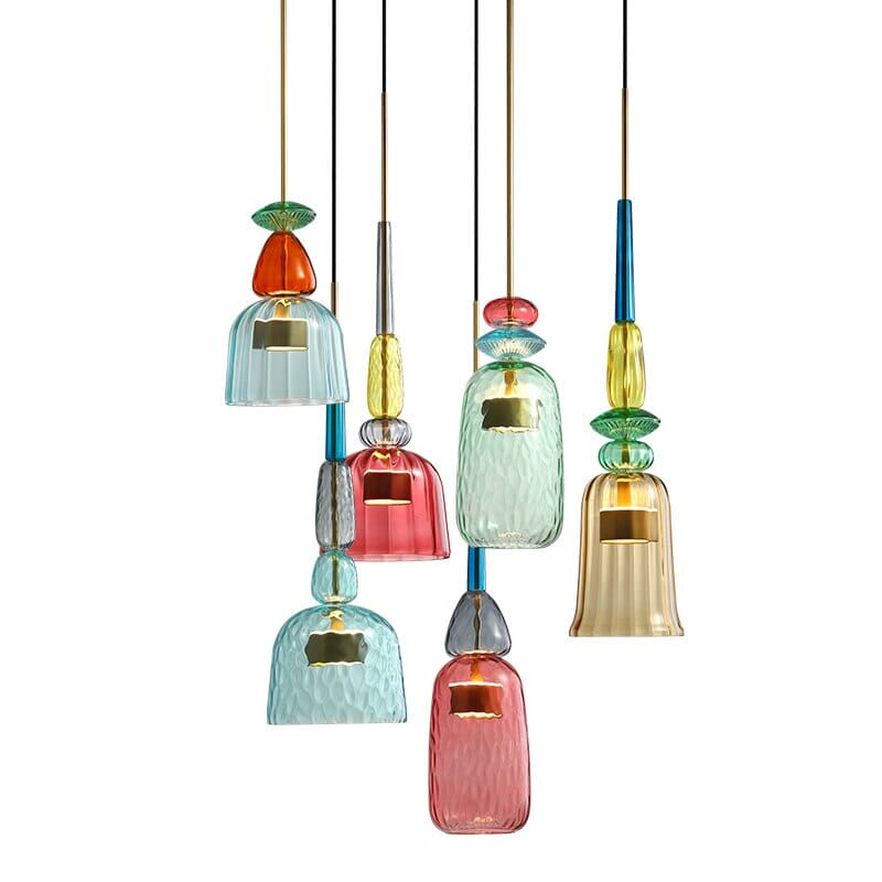 NovaCandy Color Glass Pendant Lights in Nordic Brass