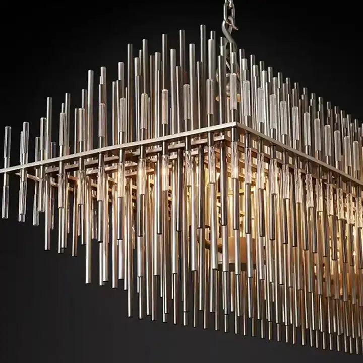 Lyraelle | Art Deco Crystal Iron Rectangle Chandelier