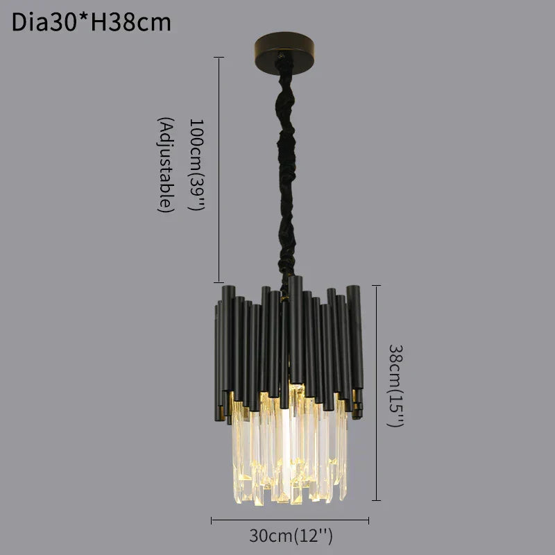Lyrae Noir Crystal Pendant Light In Aluminum Fixture