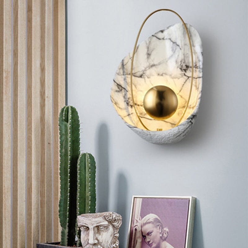 Luxe Imitation Marble Wall Lamp With Shell Pattern
