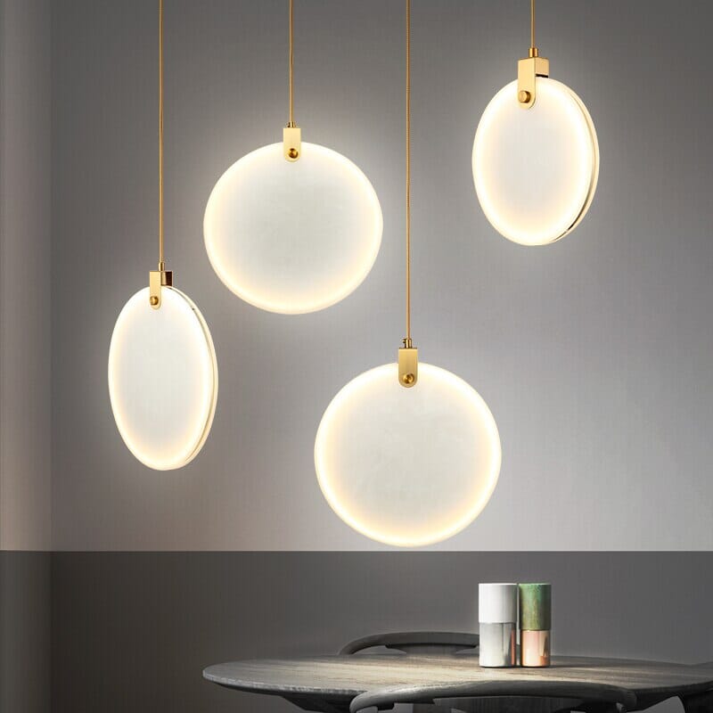 Lynora Marble Stone Pendant Light White Resin Shade