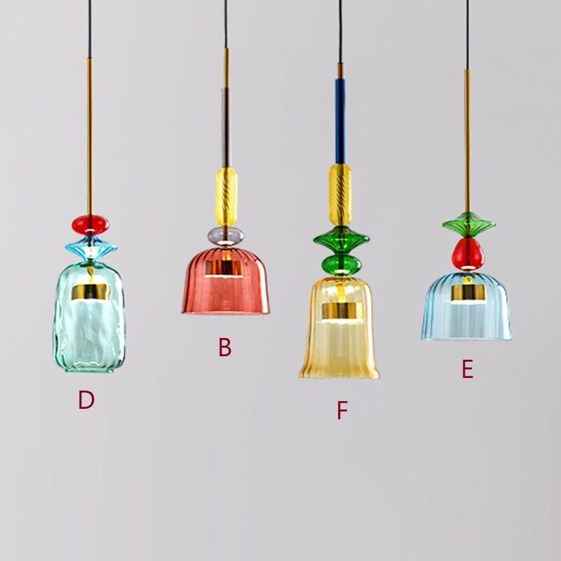 NovaCandy Color Glass Pendant Lights in Nordic Brass