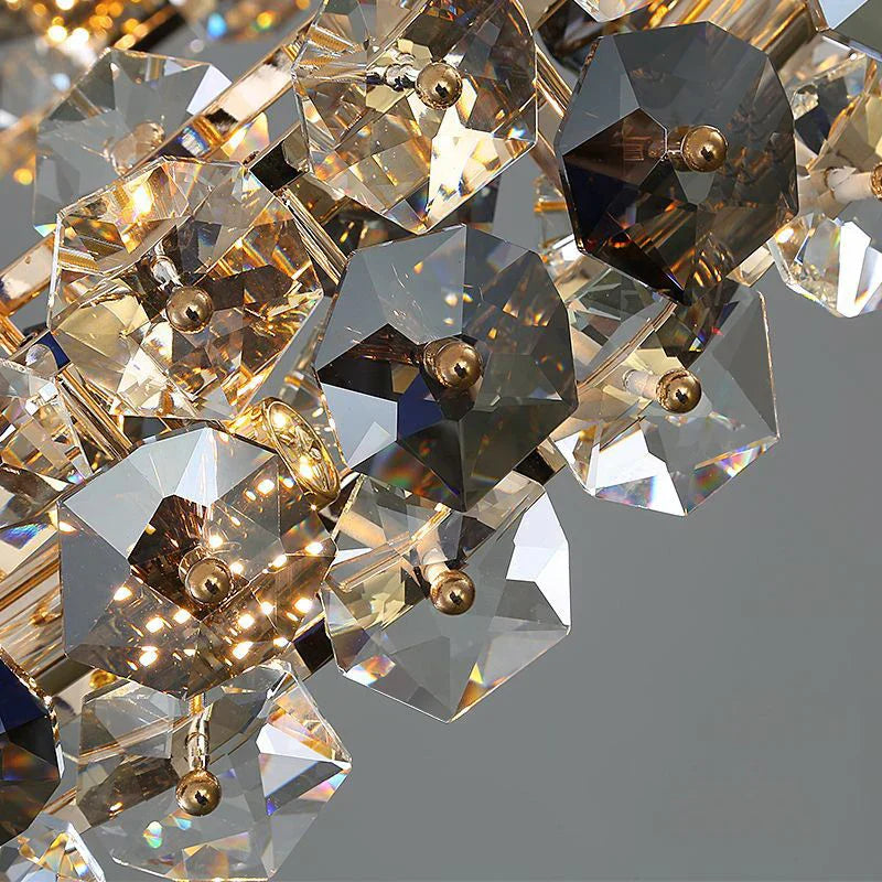 Lyra Crystal Crown Chandelier Warm Glow for Dining Rooms