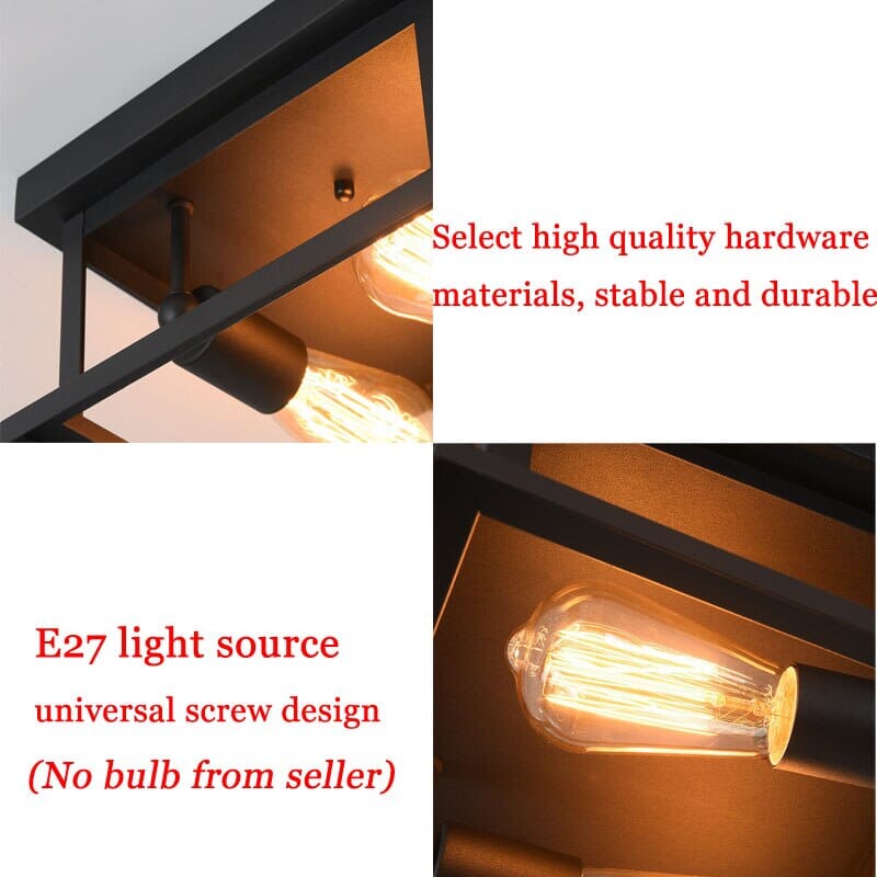 NovaSquare Retro Wrought Iron 2-Light Ceiling Light