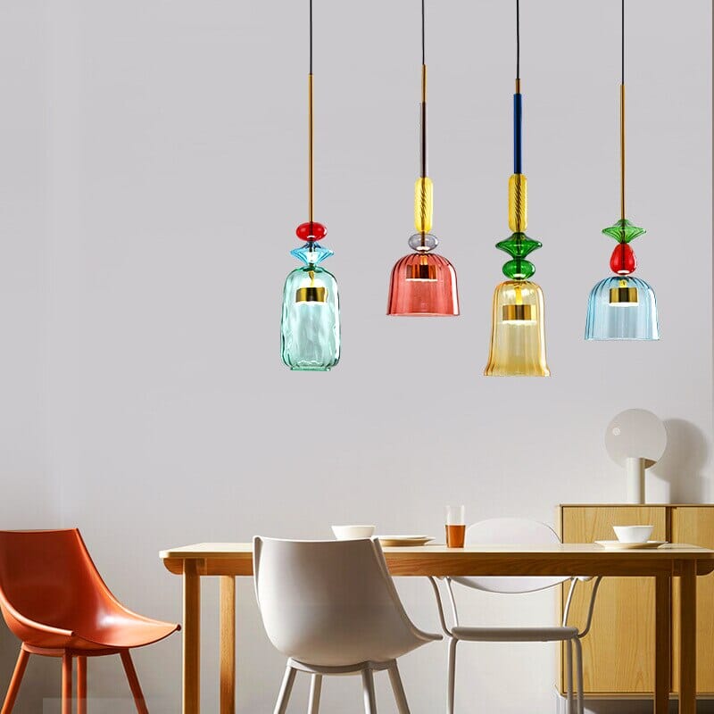 NovaCandy Color Glass Pendant Lights in Nordic Brass