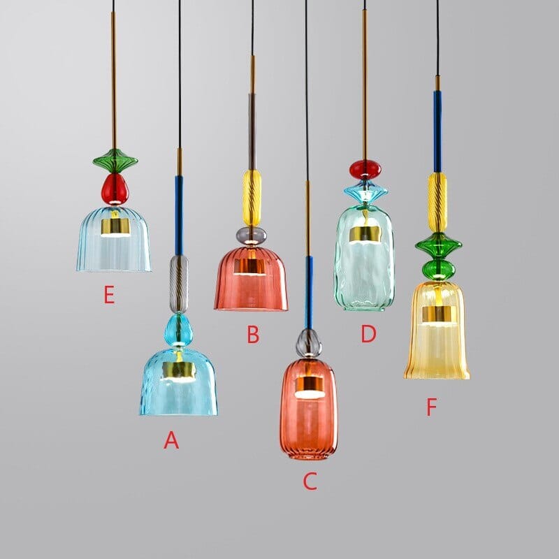 NovaCandy Color Glass Pendant Lights in Nordic Brass
