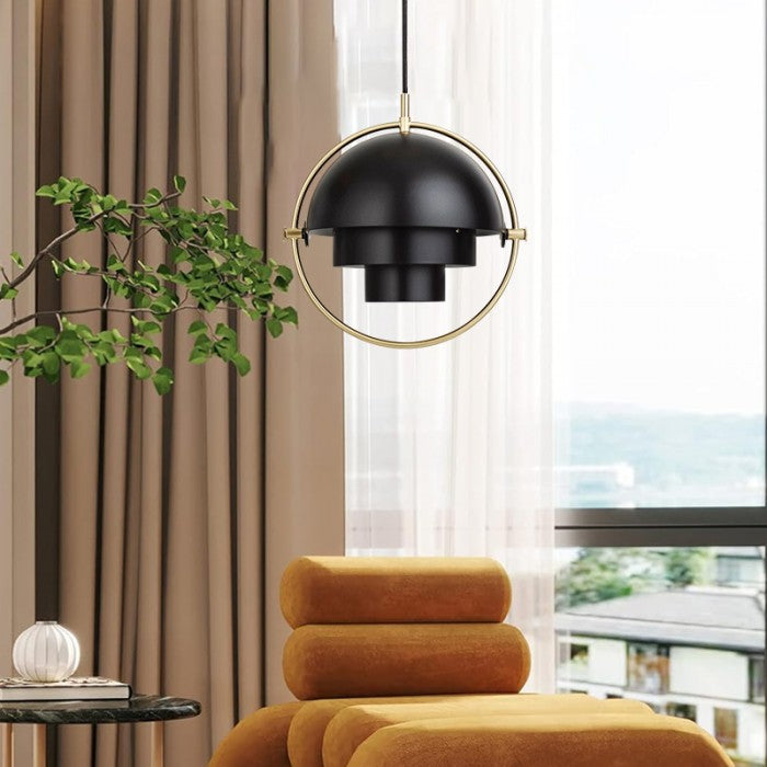 LyraArc LED Pendant Light With Rotating Metal Layered Design
