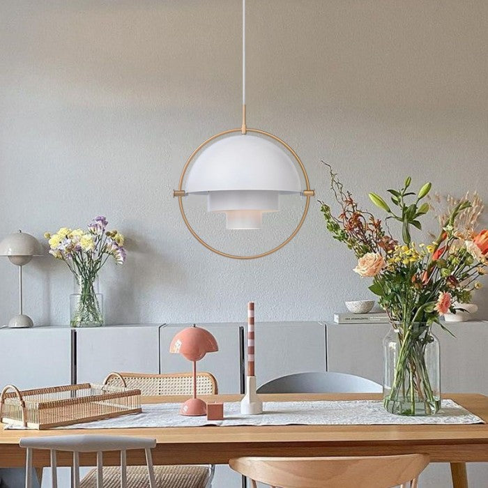 LyraArc LED Pendant Light With Rotating Metal Layered Design