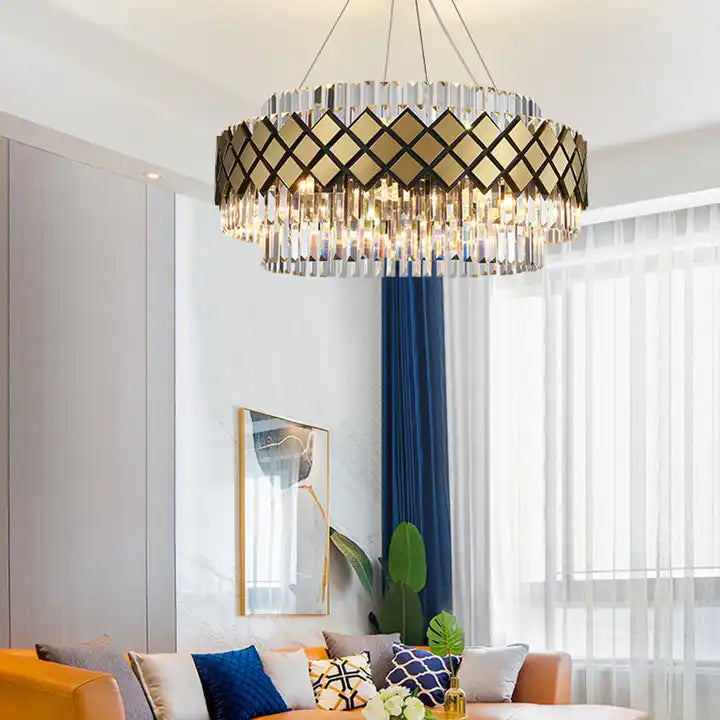 Lustre de Vidro Aurelia com Acabamento Moderno em Brilho Luxuoso