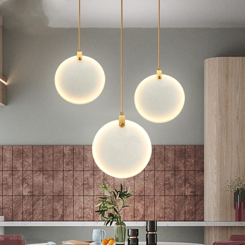 Lynora Marble Stone Pendant Light White Resin Shade