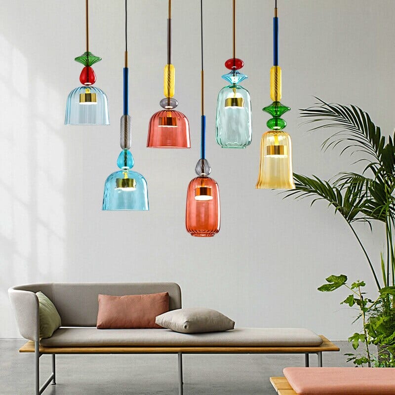NovaCandy Color Glass Pendant Lights in Nordic Brass