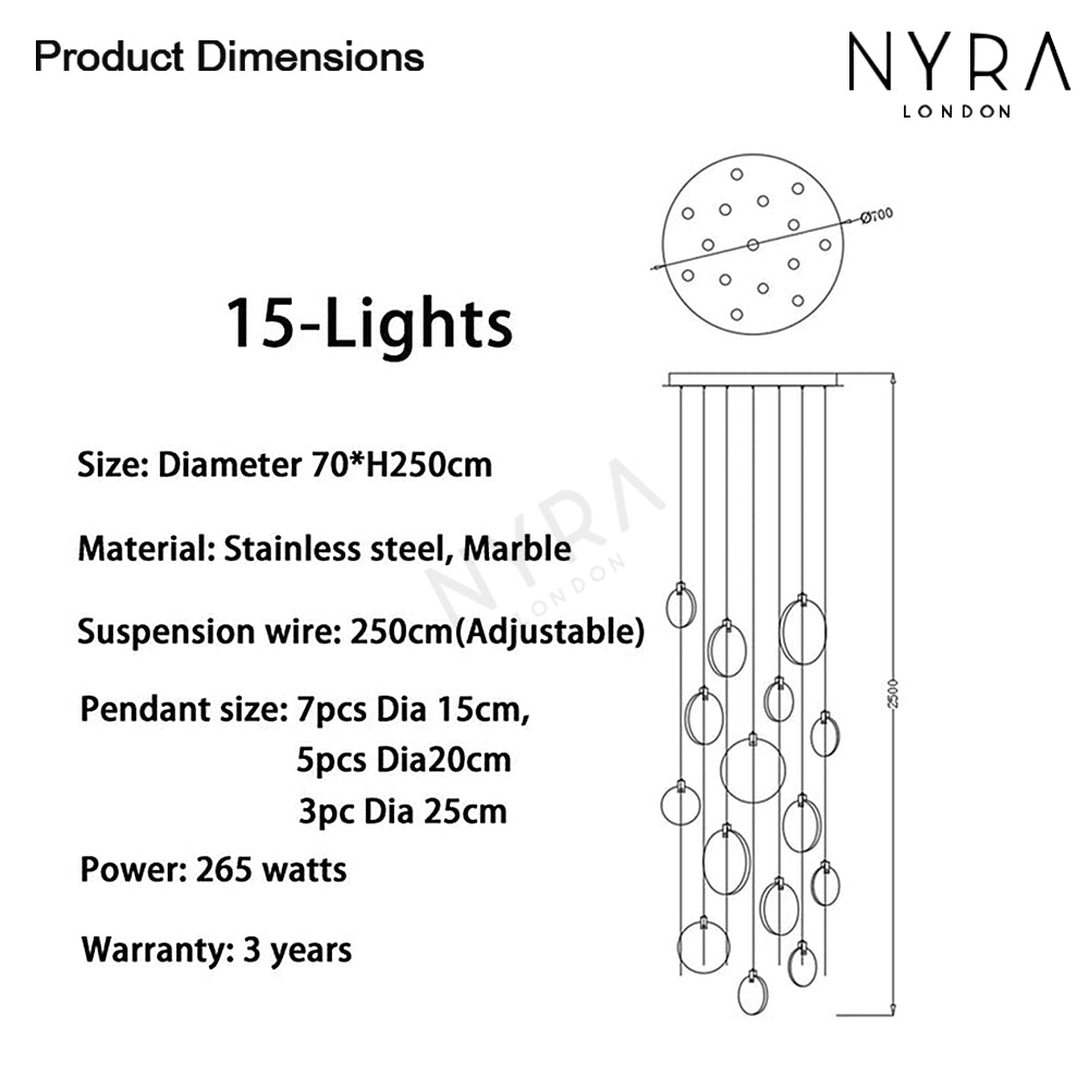 Aurea márvány kristály függeszték modern LED hosszú