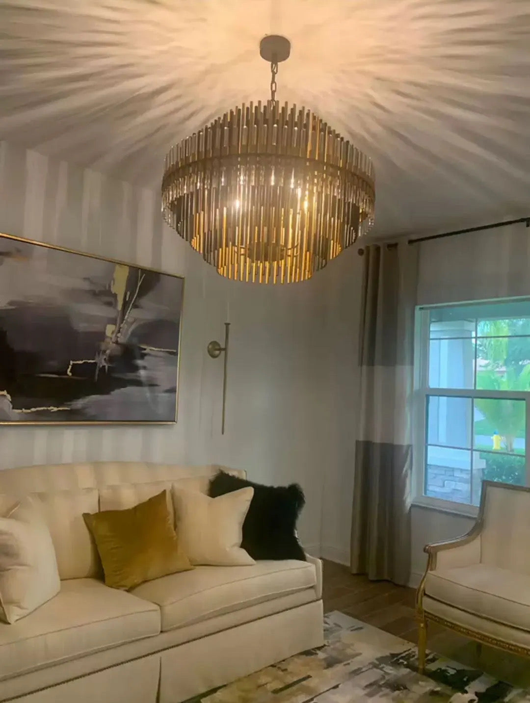 Lyraelle | Art Deco Crystal Iron Rectangle Chandelier